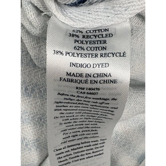 Faherty Topsail Savannah Jacket Women’s Large Indigo Dyed Blue White Full Snap - Picture 10 of 16